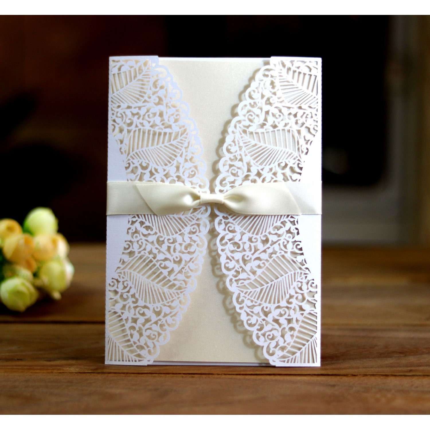 Marriage Invitation Card With Envelope Laser Cut Paper Wedding Invitation Rectangle 